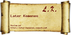 Later Kemenes névjegykártya